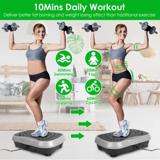 Vibration Plate Exercise Machine - 120 Speed Levels, Resistance Bands & Remote Control