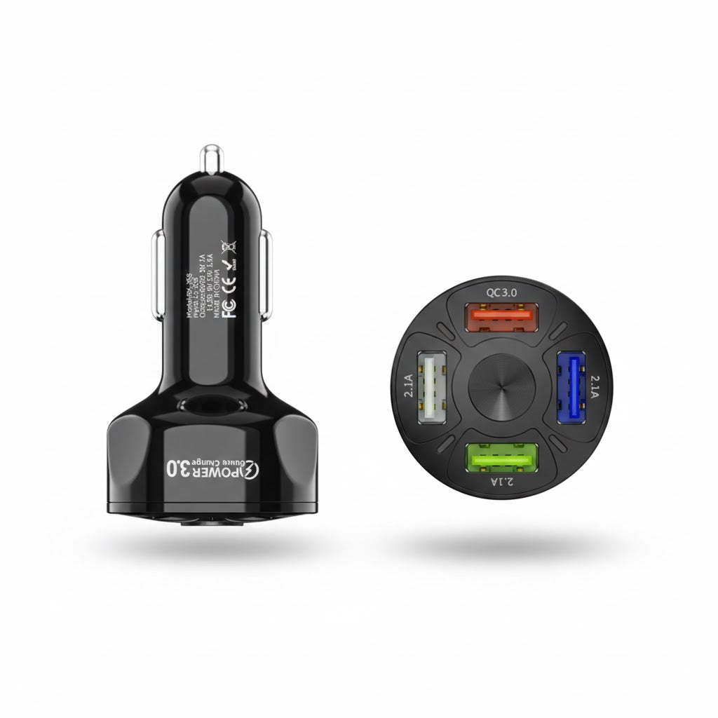 4-Port USB Car Charger 45W - Fast Charging Adapter for iPhone & Android