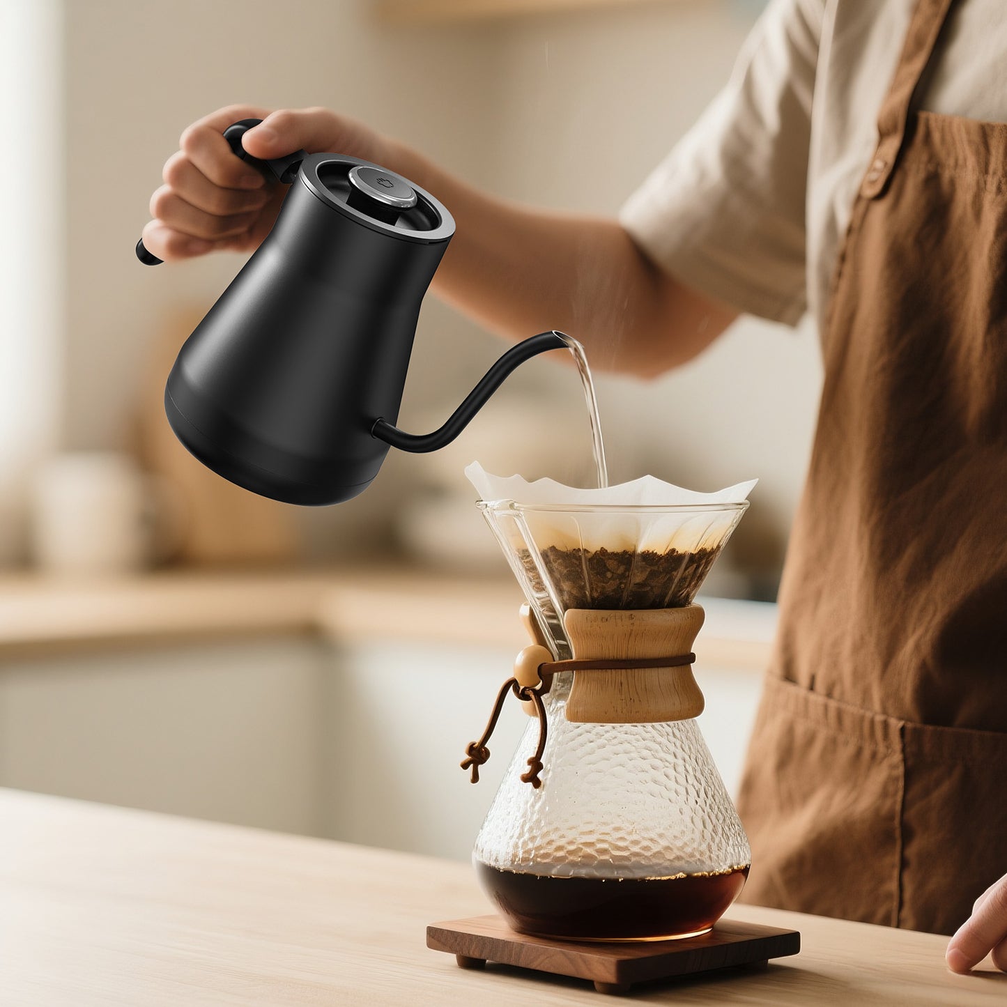 Gooseneck Electric Kettle with Temperature Control - 1200W Fast Boil for Pour Over Coffee & Tea