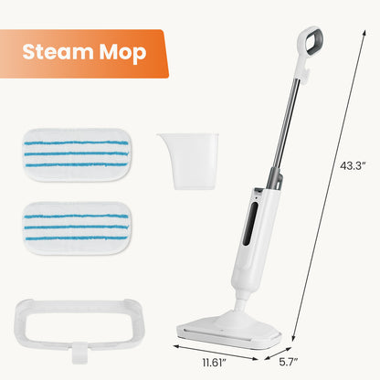 Steam Mop for Hardwood Floors - Tile - Marble- Lightweight Floor Steamer with 2 Washable Pads