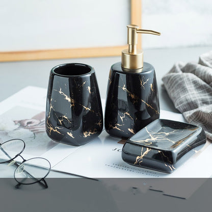 Luxury Ceramic Bathroom Accessory Set - Light Luxury Porcelain Vanity Collection (1-5 Pieces)