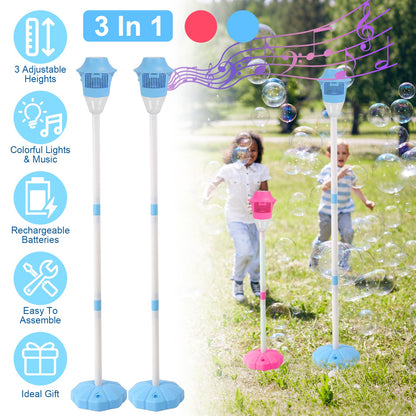 Standing Bubble Machine with LED Lights & Music - Adjustable Height