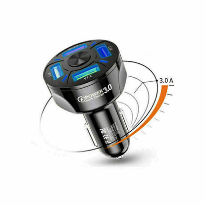 4-Port USB Car Charger 45W - Fast Charging Adapter for iPhone & Android