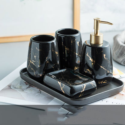 Luxury Ceramic Bathroom Accessory Set - Light Luxury Porcelain Vanity Collection (1-5 Pieces)