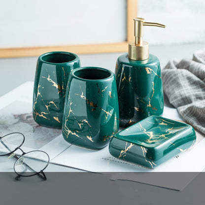 Luxury Ceramic Bathroom Accessory Set - Light Luxury Porcelain Vanity Collection (1-5 Pieces)
