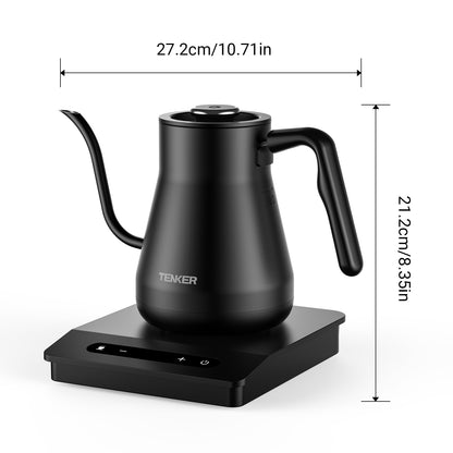 Gooseneck Electric Kettle with Temperature Control - 1200W Fast Boil for Pour Over Coffee & Tea