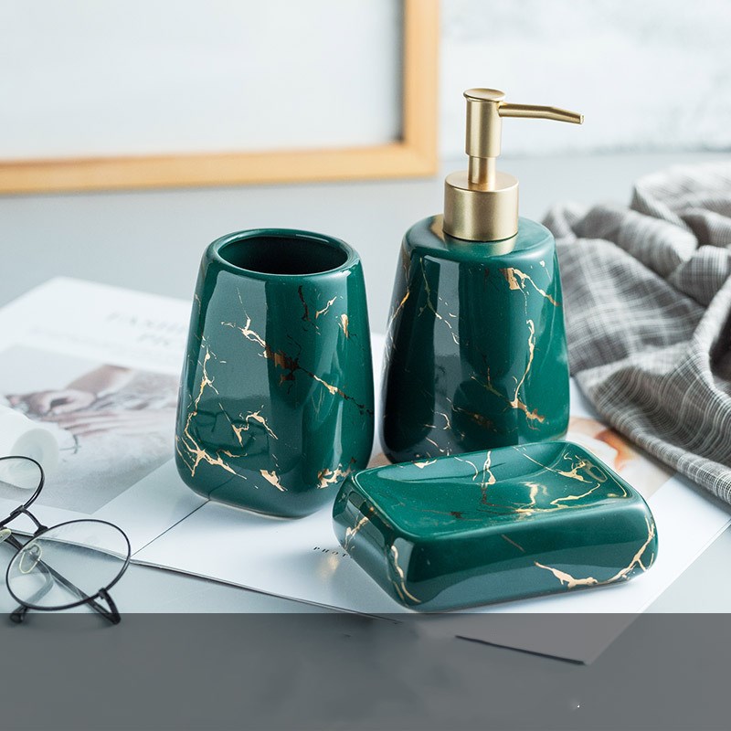 Luxury Ceramic Bathroom Accessory Set - Light Luxury Porcelain Vanity Collection (1-5 Pieces)
