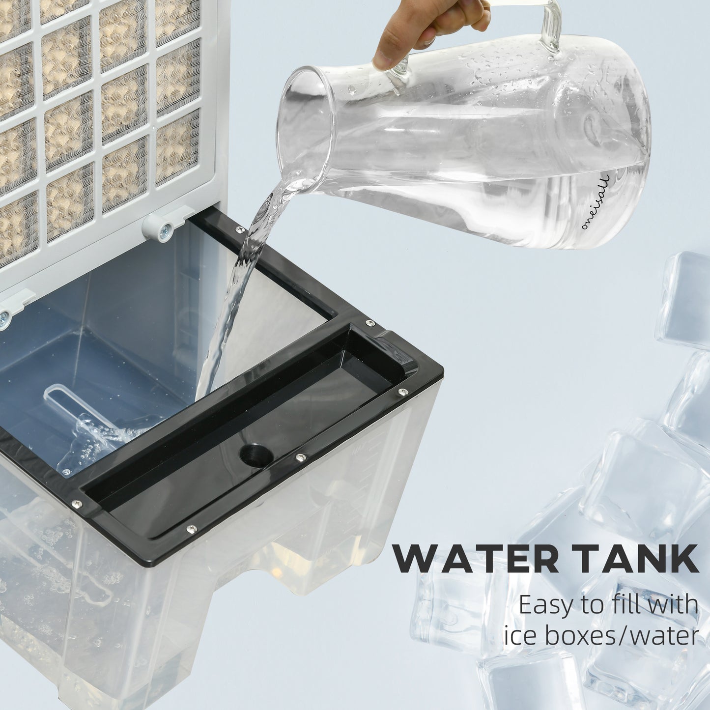 Portable Evaporative Air Cooler 3-in-1 - Ice Cooling Fan & Humidifier with 3.2 Gal Tank & Remote