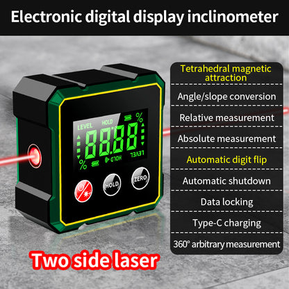 Digital Angle Finder with Laser Level - Magnetic Protractor Gauge for Precision Measurements