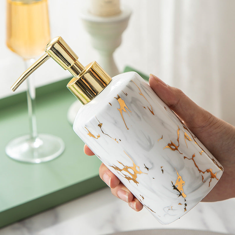 Premium Marble Ceramic Bathroom Wash Set - 4-Piece Luxury Vanity Collection
