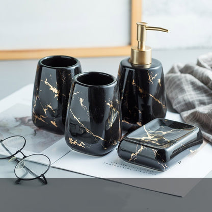 Luxury Ceramic Bathroom Accessory Set - Light Luxury Porcelain Vanity Collection (1-5 Pieces)