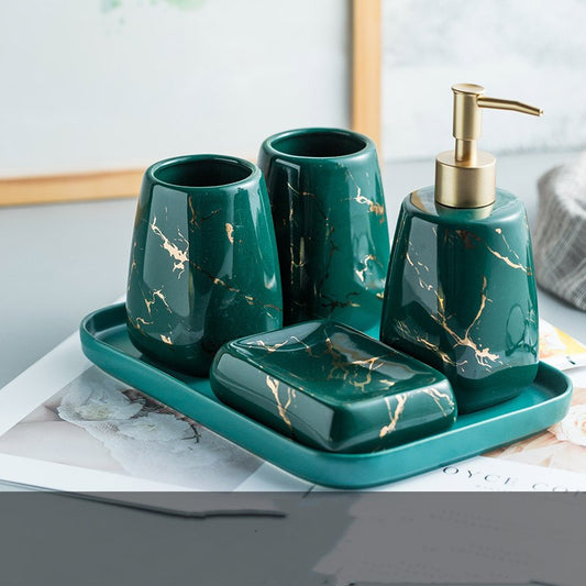 Luxury Ceramic Bathroom Accessory Set - Light Luxury Porcelain Vanity Collection (1-5 Pieces)