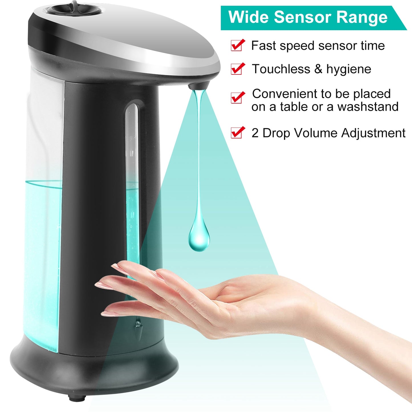 Automatic Soap Dispenser 400ml - Touchless Sensor Hand Soap Dispenser with Adjustable Volume