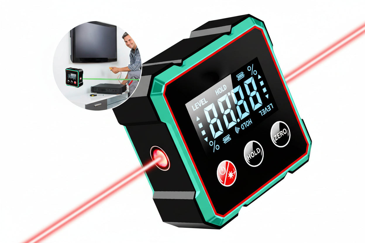 Digital Angle Finder with Laser Level - Magnetic Protractor Gauge for Precision Measurements