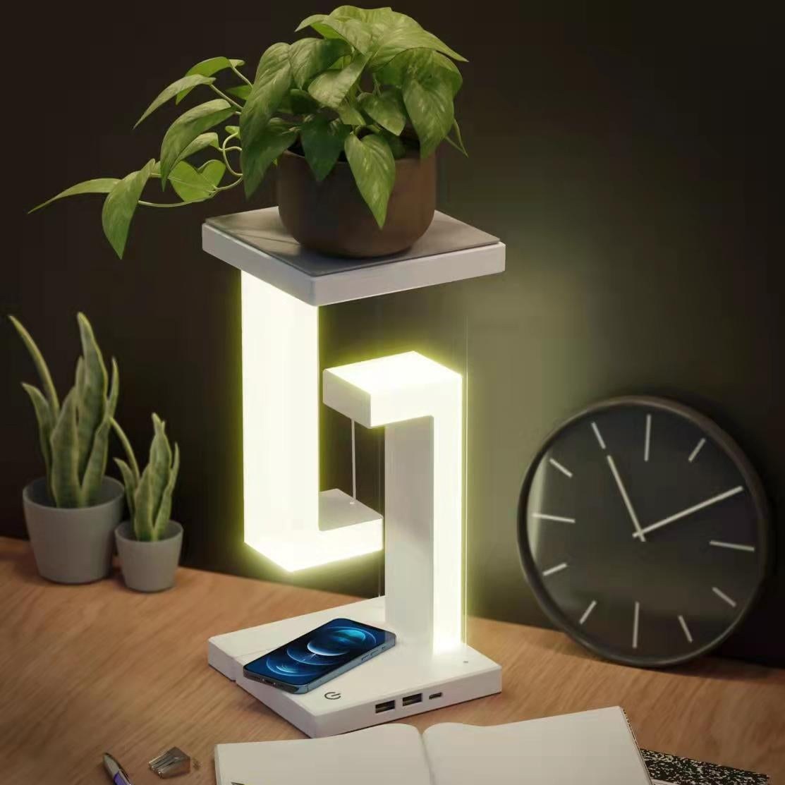Magnetic Levitating Lamp with Wireless Charging - Floating LED Desk Light