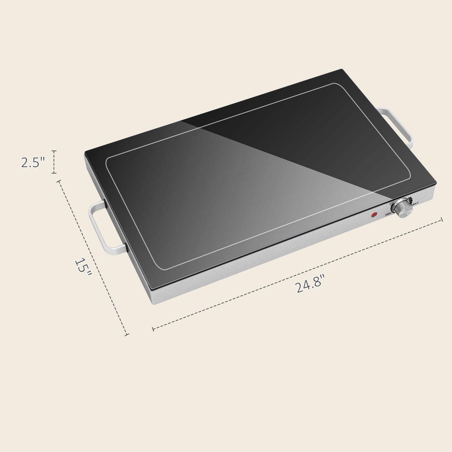 Electric Food Warming Tray 300W - Large 22" Buffet Warmer with Adjustable Temperature & Cool-Touch Handles