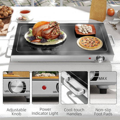 Electric Food Warming Tray 300W - Large 22" Buffet Warmer with Adjustable Temperature & Cool-Touch Handles
