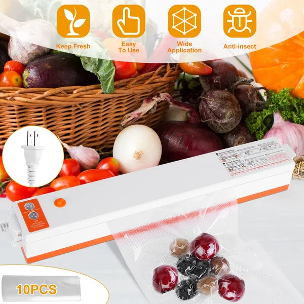 Vacuum Sealer Machine - Compact Food Sealer with 10 Bags, Seals in 6 Seconds