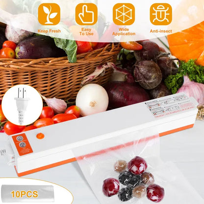 Vacuum Sealer Machine - Compact Food Sealer with 10 Bags, Seals in 6 Seconds