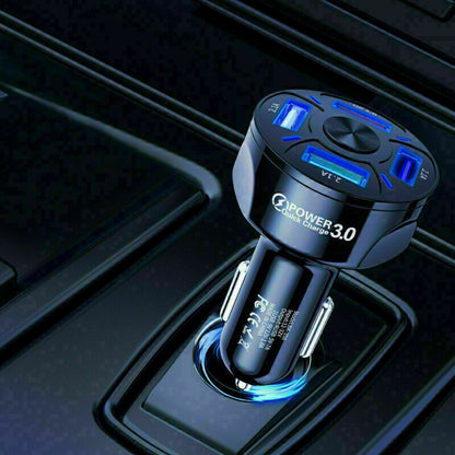 4-Port USB Car Charger 45W - Fast Charging Adapter for iPhone & Android