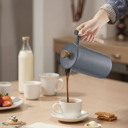 French Press Coffee Maker 34oz - Double Wall Stainless Steel with Precision Filter System