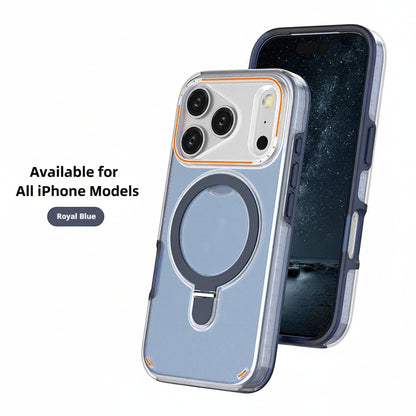 Royal blue phone case with magnetic ring for iPhone 17 Pro on a white background
