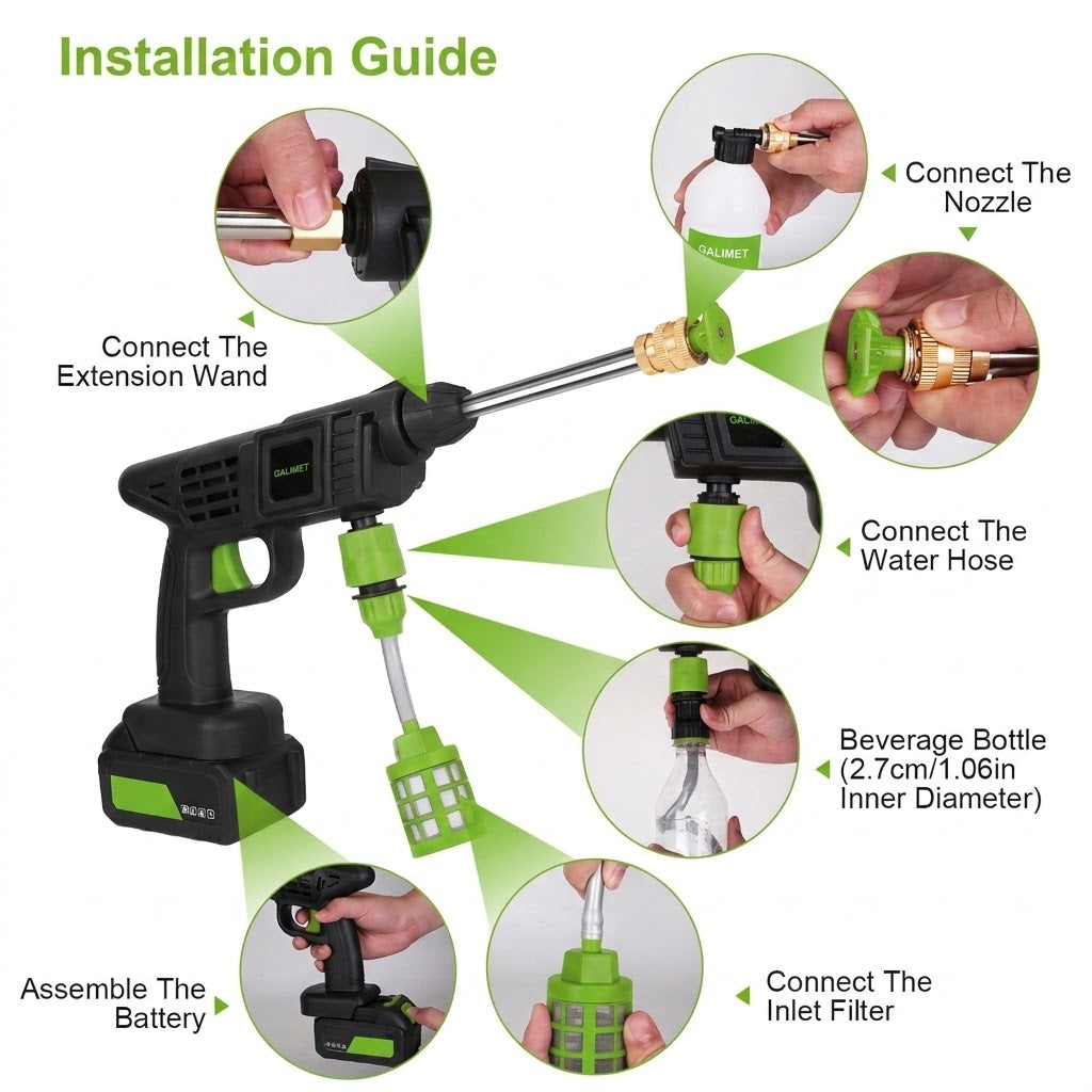 Cordless Pressure Washer Portable – Battery Powered Cleaner for Car, Patio & Garden