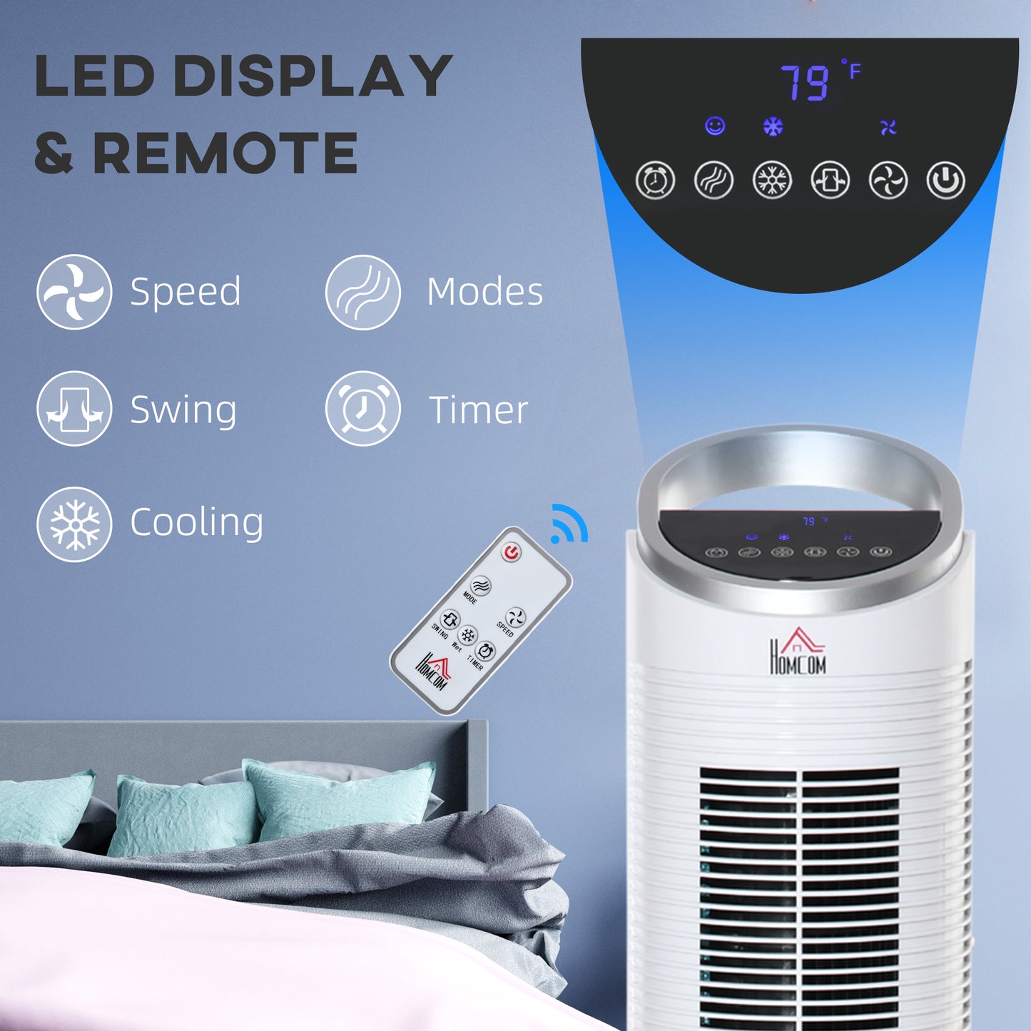 40" Tower Air Cooler Fan 3-in-1 - Portable Ice Cooling Fan with Humidifier, Remote & 8H Timer