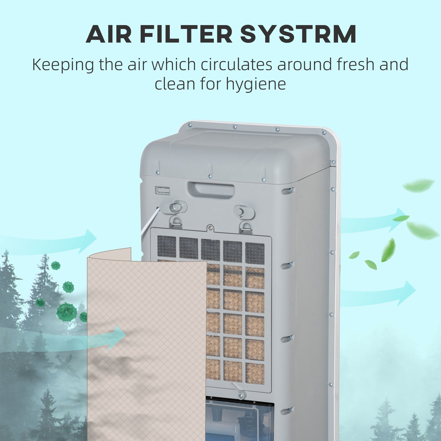 Portable Evaporative Air Cooler 3-in-1 - Ice Cooling Fan & Humidifier with 3.2 Gal Tank & Remote