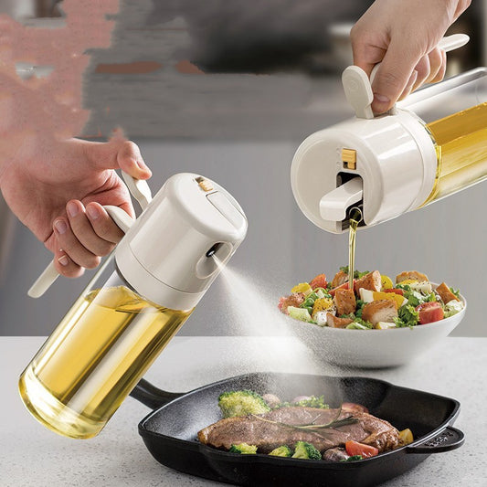 Glass Oil Sprayer Bottle - 2-in-1 Spray & Pour, Auto Open/Close, 550ml for Cooking, Salads & BBQ