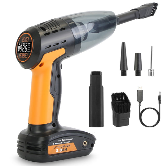 Car Cleaning Combo - Cordless Vacuum & Tire Inflator + Cordless Pressure Washer Bundle
