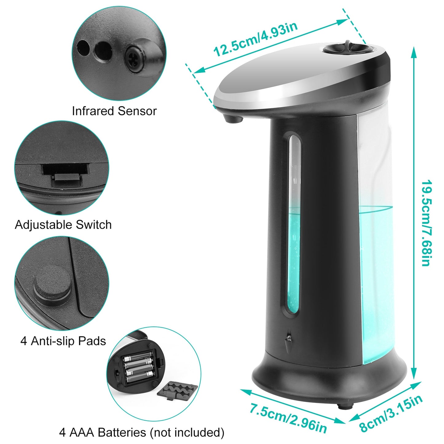 Automatic Soap Dispenser 400ml - Touchless Sensor Hand Soap Dispenser with Adjustable Volume
