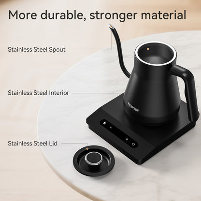 Gooseneck Electric Kettle with Temperature Control - 1200W Fast Boil for Pour Over Coffee & Tea