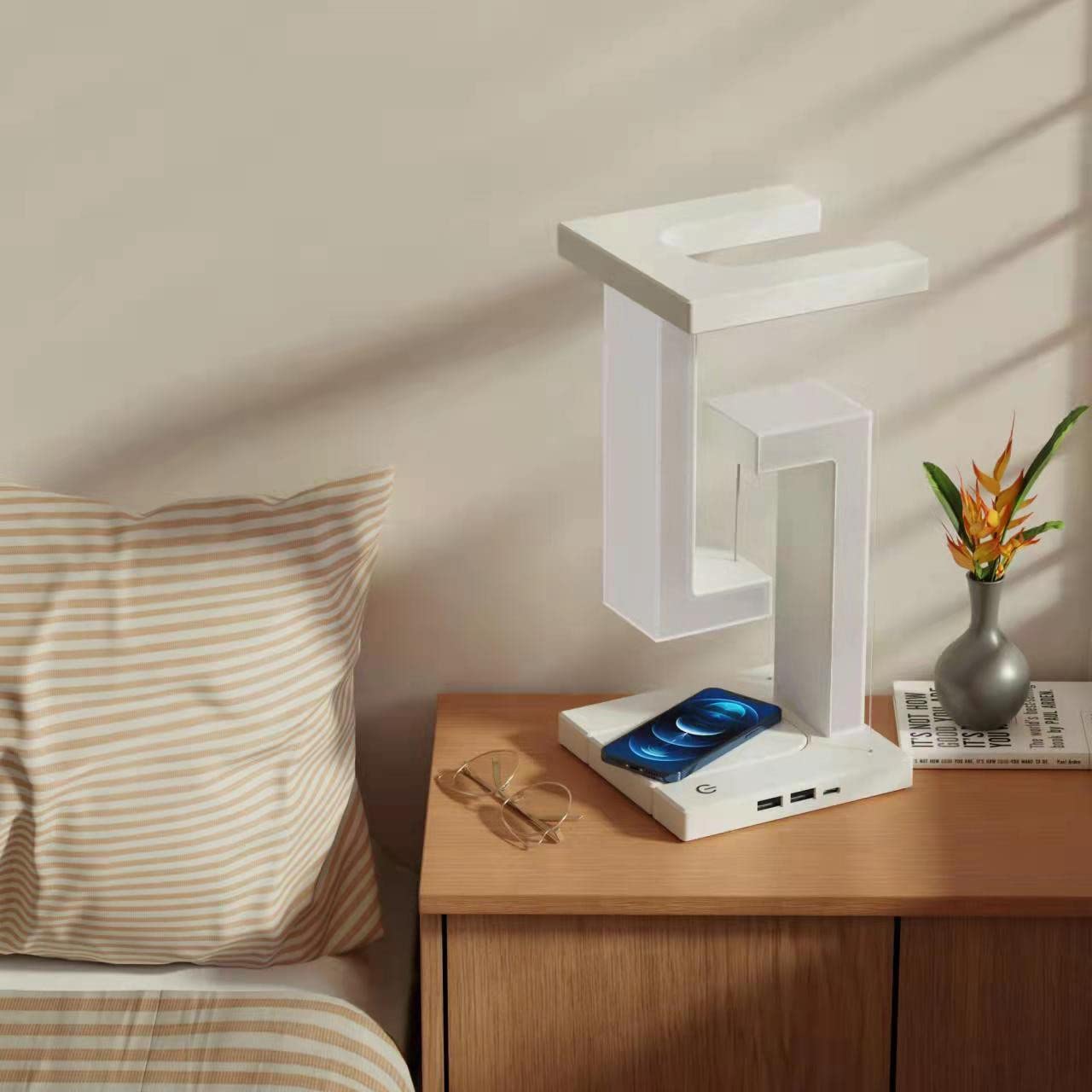 Magnetic Levitating Lamp with Wireless Charging - Floating LED Desk Light