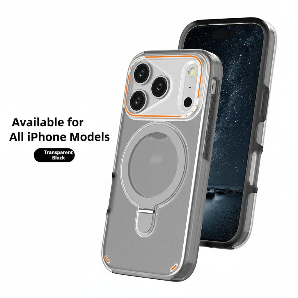 Phone case for iPhone 17 Pro with transparent black design
