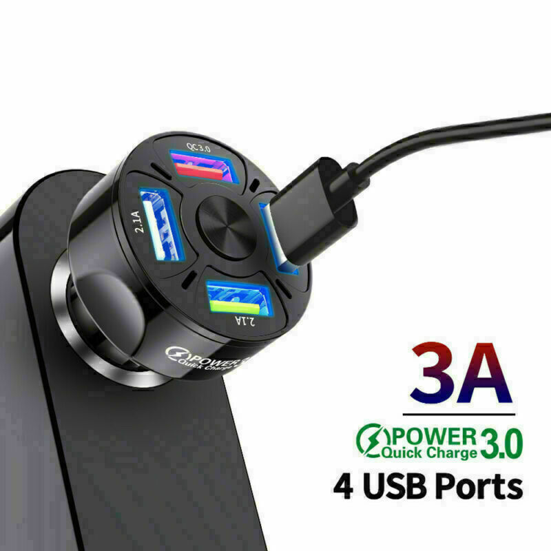 4-Port USB Car Charger 45W - Fast Charging Adapter for iPhone & Android