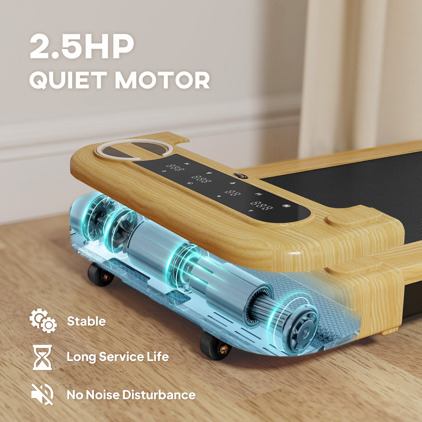Walking Pad Compact Treadmill - 2.5HP Bluetooth Speaker, Wide Belt & Remote Control