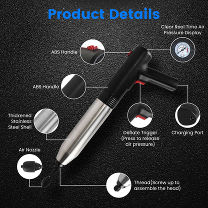 Electric Toilet Plunger - High Pressure Air Drain Blaster with Real-Time Pressure Display & 4 Heads
