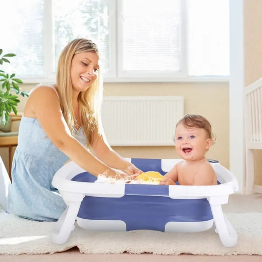 Foldable Baby Bathtub with Built-In Thermometer - Travel-Friendly for Newborns 0-24 Months