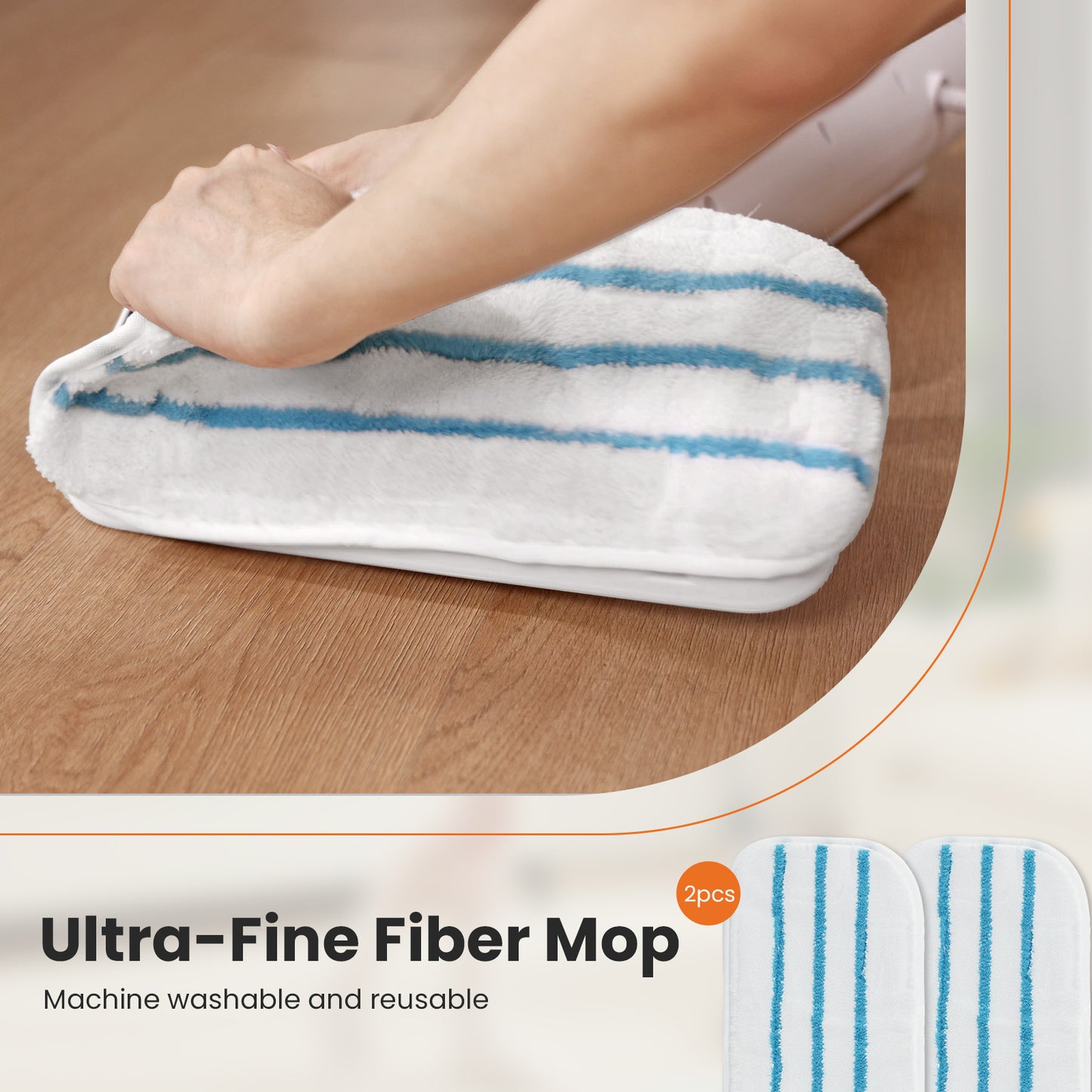 Steam Mop for Hardwood Floors - Tile - Marble- Lightweight Floor Steamer with 2 Washable Pads