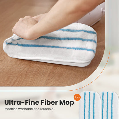 Steam Mop for Hardwood Floors - Tile - Marble- Lightweight Floor Steamer with 2 Washable Pads