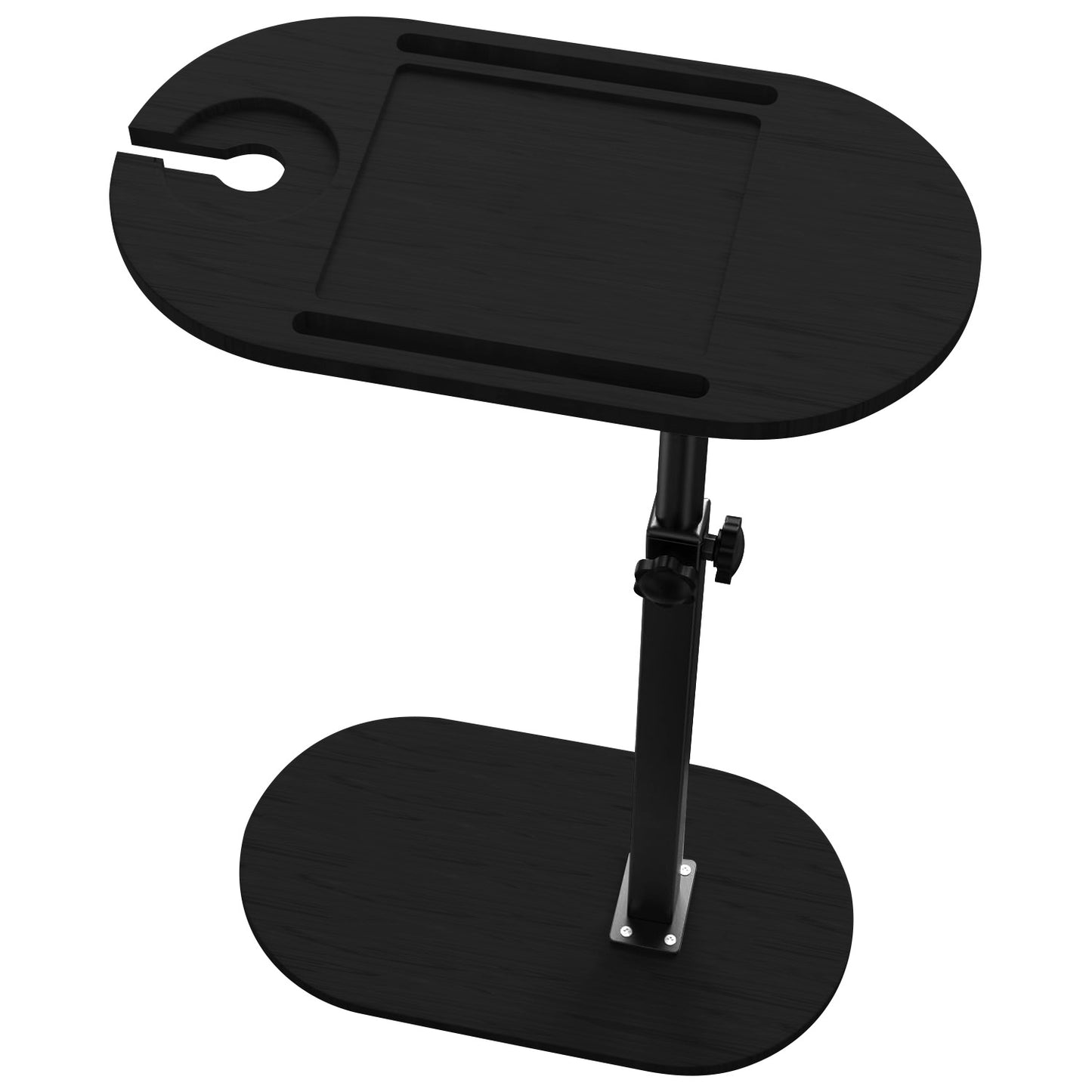 C-Shaped Bathtub Tray Table - Adjustable Height Bamboo Bath Caddy with 360° Rotating Desktop